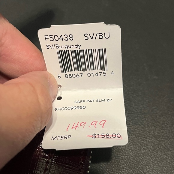 NWT Coach Darcy Shiny Saffiano Leather Wallet F50438 Burgundy - Picture 6 of 8